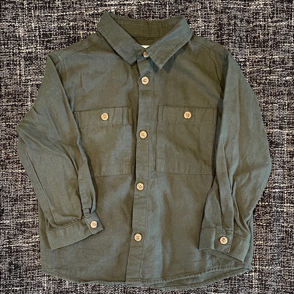 Zara Kids Green Button-Up Shirt